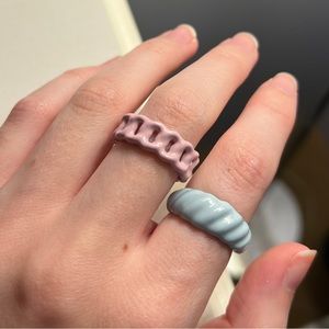 Cotton Candy Enamel Ring Set 🍬🛼🩵☁️🫧